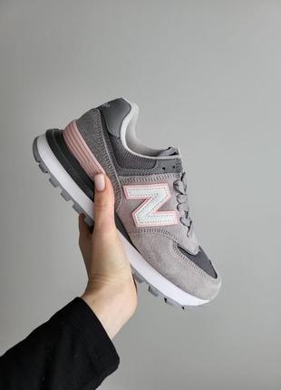 New balance 574 grey pink1 фото