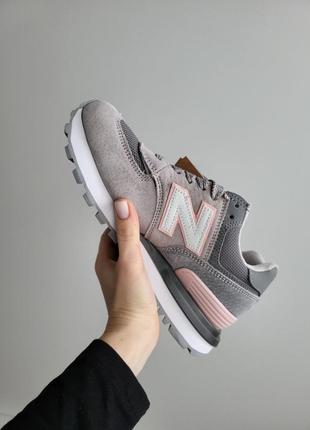 New balance 574 grey pink3 фото