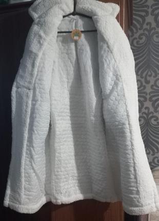 Женская модная шуба пальто тедди барашек в молочном цвете.5 фото