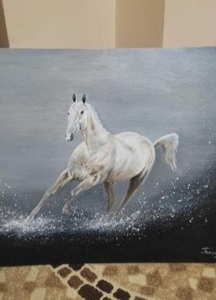 Картина масляными красками с лошадью