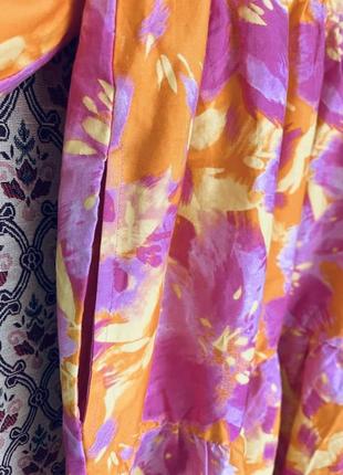 Сукня розкішна бавовна бавовняна натуральна буфи квітковий принт ярусна плаття балахон вільного крою максі міді4 фото
