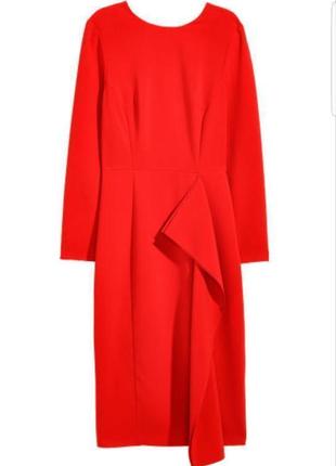 Шикарное красное миди платье футляр h&amp;m.