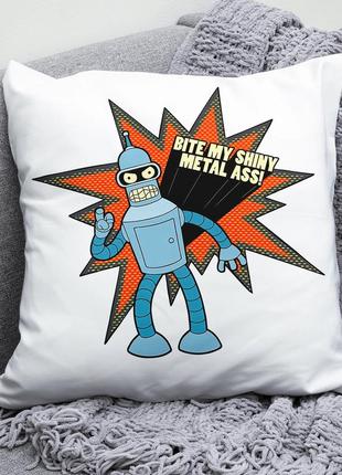 Декоративна подушка плюшева подарунок з принтом futurama футурама бендер
