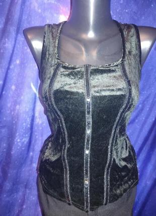 Оксамитовий велюровий готичний топ з пайєтками
