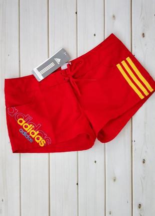 Женские шорты адидас, adidas, пляжные шорты,летние шорты красного цвета1 фото