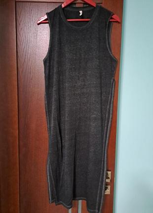 Трикотажное платье/накидка пляжное с высокими разрезами по бокам 16-18 размера