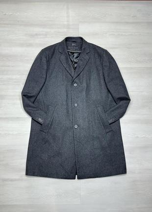 Luxury paul smith wool брендове чоловіче темно-сіре вовняне пальто у клітинку3 фото