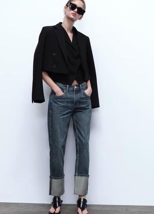 Двобортний блейзер чорний вкорочений zara new