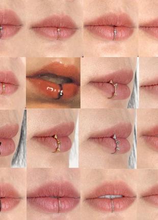 Пирсинг септум хрящ ухо хеликс нос губы кольцо обманка с шипами3 фото