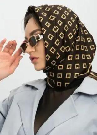 Шикарна шовкова хустка хустина платок на шию на сумку косинка шарф шовк армані 90×907 фото