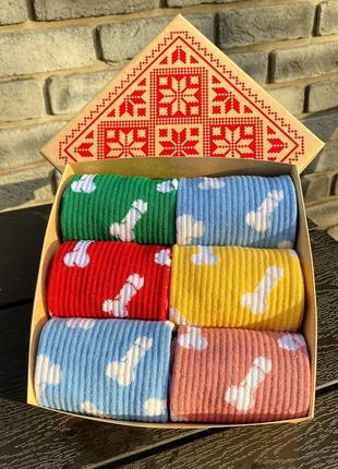 Подарунковий комплект чоловічих шкарпеток на 6 пар 40-45 р зі смішним малюнком високої якості трикотажні8 фото