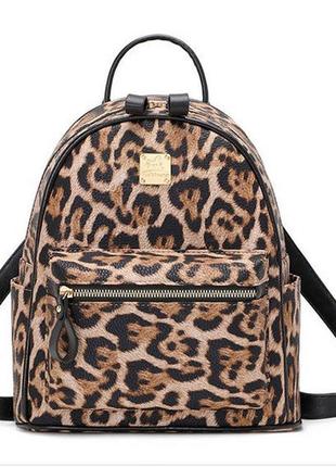 Якісний жіночий рюкзак леопардовий, прогулянковий рюкзачок тигровий коричневий2 фото