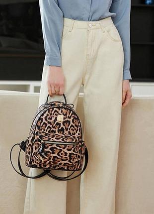Качественный женский рюкзак леопардовый, прогулочный рюкзачок тигровый серый10 фото