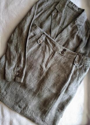 Костюм с юбкой из льна юбка и жакет пиджак блейзер лен4 фото