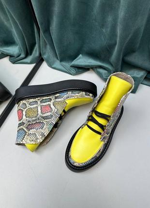 Ботинки высокие лоферы из натуральной итальянской кожи и замши женские хайтопы на шнурках10 фото