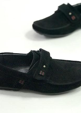 Замшеві чорні мокасини для хлопчиків