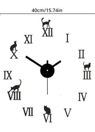 Годинник на стіну 3д, кіт чорний, оригінальний годинник для декору будинку або квартири, діаметр до 60 см8 фото
