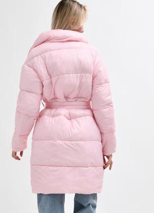 Стеганая куртка-пальто с поясом x-woyz р.42-484 фото