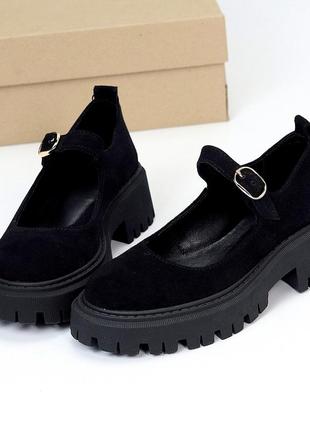 Женские замшевые черные туфли на каблуке весенне осенние натуральная замша весна осень10 фото