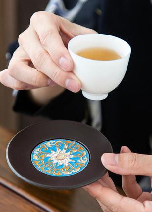 Бакелитовые подставки подстаканники 6шт, подставки для чая, для чайной церемонии в японском стиле кунг-фу1 фото
