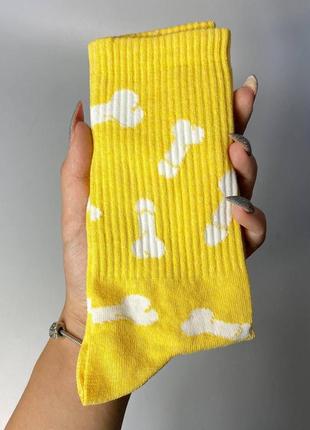Длинные носки для женщин 1 пара 36-41 с прикольным принтом желтые и цветные, молодежные, хорошие и модные2 фото