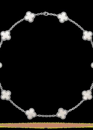 Изысканное ожерелье van cleef arpels vintage alhambra vcarf48500: белая прелесть