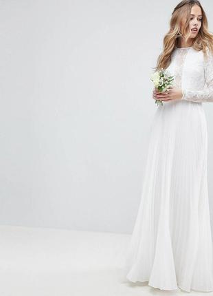 Весільна сукня asos однотонна біла святкова поліамід 38 вітринний зразок
