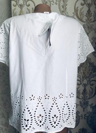 Белая блуза блузка выбитая вышитая прошва  кружево кружевная3 фото