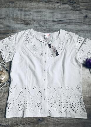 Белая блуза блузка выбитая вышитая прошва  кружево кружевная2 фото