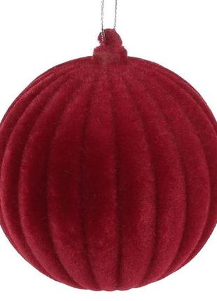 Ялинкова куля 8см, колір - бордо велюр 113-523 - 12 шт упаковка товар від виробника