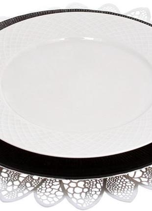 Блюдо сервірувальне silver web декоративне ø 33 см, підставна тарілка, скло2 фото