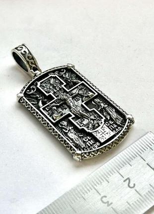 Ладанка, серебряная подвеска иконка распятие иисуса христа, 925 проба4 фото