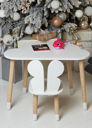 Детский столик и стульчик бабочка белый.2 фото