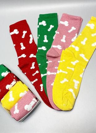 Набір шкарпеток жіночих довгих весна-осінь яскравих кольорових із забавним принтом 36-41 4 пари на подарунок дівчині9 фото