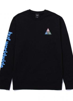 Свитшот huf prism triple triangle crew black (размер м)