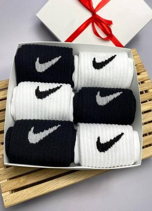 Комплект шкарпеток чоловічих довгих демісезонних спортивних молодіжних фірмових з логотипом nike 6 пар 41-45