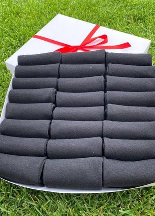 Подарочный набор носков мужских коротких летних базовых простых черных хлопковых 41-45 на 24 пары для мужчин9 фото