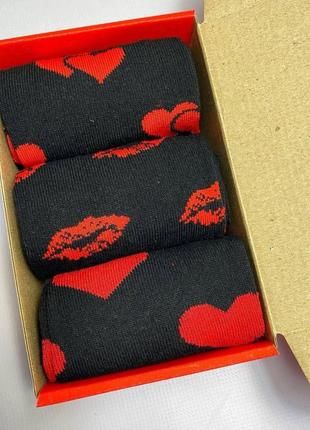 Святковий набір шкарпеток чоловічих на 3 пари 40-45 р чорні, демісезонні весна-осінь трикотажні та класні