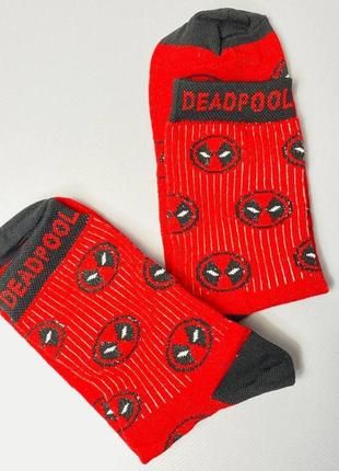 Чоловічі демісезонні шкарпетки 1 пара 40-45 хорошої якості з бавовни з прикольним принтом, високі і червоні3 фото