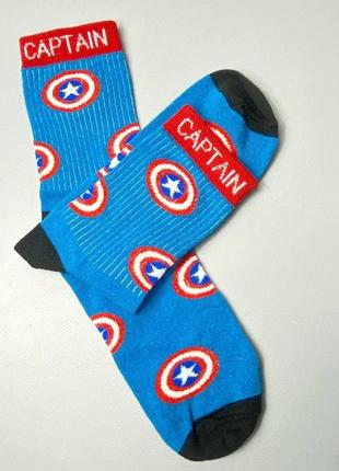 Високі демісезонні жіночі шкарпетки з принтом captain america 1 пара 36-41 якісні, бавовняні і стильні5 фото