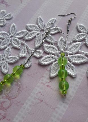 Оригинальные серьги ручн работ длинные цепочк3 фото
