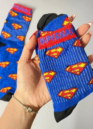 Высокие демисезонные женские носки 1 пара 36-41 с принтом superman качественные и оригинальные, стильные3 фото