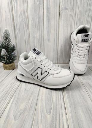 Кроссовки с мехом new balance 574 winter white black