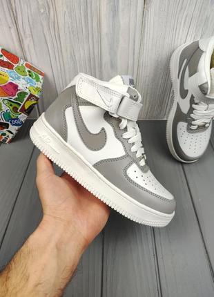 Кроссовки зимние nike air force 1 high winter gray white8 фото