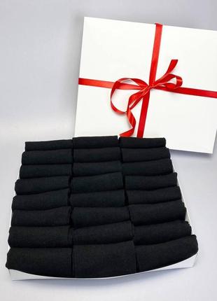 Набор носков женских на подарок укороченных для лета черных классических хлопковых качественных 24 пары 36-40