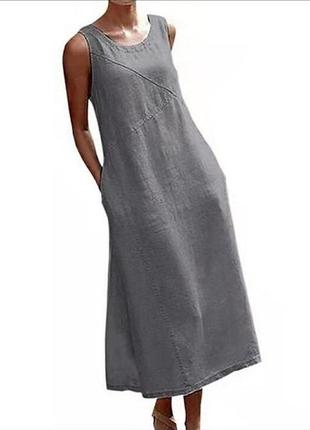 Длинное платье сарафан с разрезом хлопок10 фото