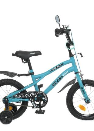 Велосипед детский prof1 y14253-1 14 дюймов, бирюзовый 0201 топ !3 фото