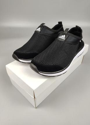 Слипоны adidas черно-белые сетка лето 36-411 фото