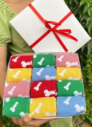 Великий подарунковий комплект шкарпеток жіночих високих демісезонних з прикольними забавними малюнками 36-41 12 пар