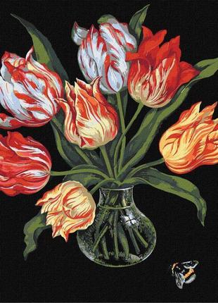 Картина за номерами "витончені тюльпани" ©kovtun_olga_art ідейка kho3216 40х40 см 0201 топ!
